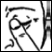 Stylized black and white drawing showing a finger pressing or touching a surface with small motion marks around it