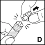 Two hands rotating a white cap on a cylindrical container with a dotted surface, indicated by a curved black arrow and motion lines