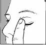 Dibujo en blanco y negro del perfil de un rostro con un dedo presionando suavemente sobre el párpado cerrado del