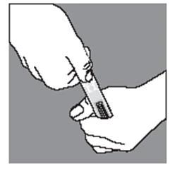 Two hands hold and apply a rectangular medical device with small holes on the surface to a