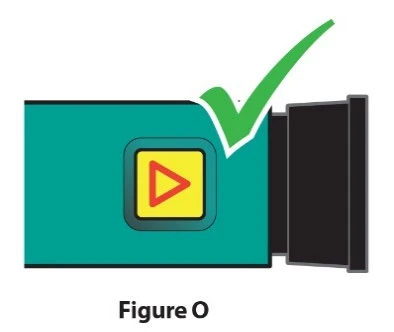 Icono estilizado de una cámara de video verde con un botón de reproducción amarillo y una marca de verificación verde sobre la parte superior del objetivo negro