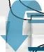 Large blue arrow pointing downward superimposed on geometric blue and black graphic lines on a white background