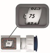 Close-up detail of a digital display on a medical device showing the numbers 62.5, 75, and 87.5 on a white background