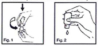 Diagram dwuczęściowy pokazujący, jak nacisnąć i obrócić urządzenie medyczne w celu