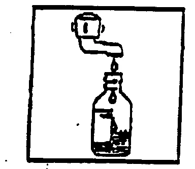 Schematic drawing of a syringe drawing liquid drop by drop from the vial
