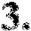 Black number three with a white outline and a small graphic mark resembling an asterisk in the bottom right on a white background