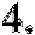 Large black number four in a typographic style with a small decorative symbol shaped like a chalice or flower in the bottom right
