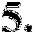 Black number 5 with an irregular, grainy outline on a white background and a small black dot in the bottom right