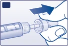A hand gripping a cylindrical medical device and pushing it forward