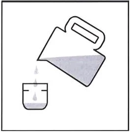 Stylized drawing of a container pouring liquid into a half-filled glass on a white background