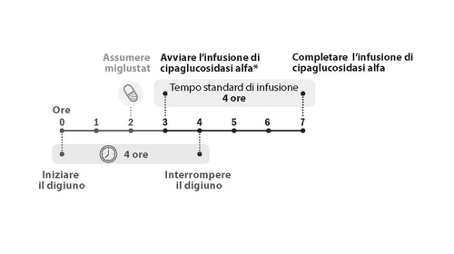 Línea temporal que indica el ayuno, la