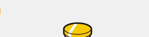 Stylized illustration of a cylindrical vial with yellow cap and a vertical white stripe on a white background