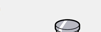 Stylized illustration of a light gray cylindrical cap or lid with white reflections on a neutral background