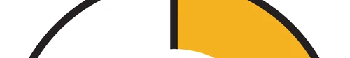 Gráfico semicircular con borde negro y sección rellena de color amarillo ocre en el lado derecho sobre fondo blanco
