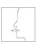 Dibujo lineal del perfil de un rostro humano con un inhalador o spray introducido en la