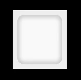 White rectangle with rounded edges and internal shading creating a depth effect on a black background