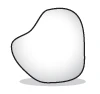Stylized drawing of an irregular white shape with black outline and a slight gray shadow at the base on a white background