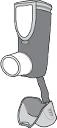 Dispositivo médico con forma de cilindro gris, con una parte superior blanca y una base inferior moldeada para la