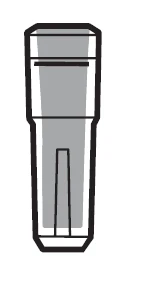 Dibujo estilizado en blanco y negro de un recipiente cilíndrico vertical con bordes negros y una sección central rectangular más clara