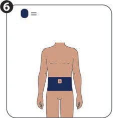 Diagram z cyfrą 6 przedstawiający niebieskie koło obok znaku równości oraz sylwetkę mężczyzny z niebieskim plasterkiem założonym na