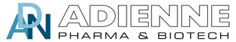 Corporate logo with the letters AN in light blue and dark blue next to the word ADIENNE in outline, and PHARMA & BIOTECH in black below it