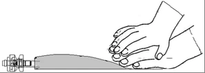 Two hands firmly squeezing the top of a glass vial to open or manipulate it during