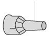 Dibujo esquemático en blanco y negro de un dispositivo médico cilíndrico con una línea vertical fina que sobresale de la parte superior