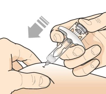 Two hands holding a syringe ready for