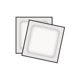 Two square white pouches with black borders superimposed on each