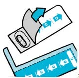 Illustration of a medical blister with a blue protective film being lifted to reveal individual white pills underneath
