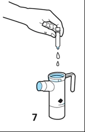 Un dedo sostiene un frasco y vierte una gota de líquido en él
