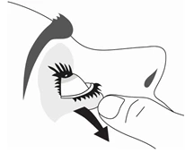 Dibujo esquemático de un rostro que muestra una mano que tira suavemente de la piel debajo del