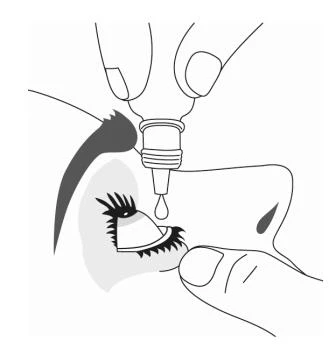 Dibujo lineal de una mano que aplica una gota de líquido directamente sobre el