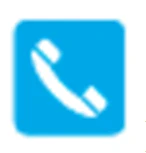 Icono blanco de un teléfono inclinado sobre