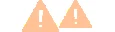 Two adjacent orange triangles with a white exclamation mark in the center of each on a white background