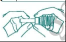 Two hands holding and rotating a cylindrical medical device with a thin terminal end for preparation or administration