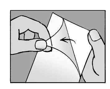 Two hands opening a plastic wrapper or a folded sheet of paper unfolding outward