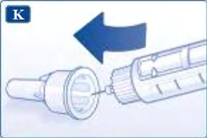 Una flecha azul indica el movimiento de inserción del dispositivo