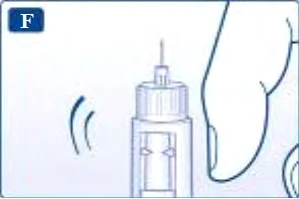Ilustración médica que muestra una mano sosteniendo una jeringa con la aguja orientada hacia arriba