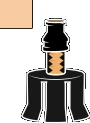 Dispositivo médico negro compuesto por un recipiente cilíndrico superior y una base ancha con tres soportes verticales separados