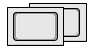 Dibujo esquemático en blanco y negro de dos blísters rectangulares superpuestos con bordes negros y alojamientos internos redondeados