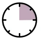 Icono de un reloj analógico con un sector color malva que cubre la esfera desde las 12 hasta las 3