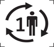Black icon with a stylized human figure next to the number one, surrounded by two curved arrows forming a continuous circle