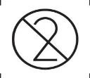 Circular prohibition symbol with a diagonal line crossing a black number two on a white background