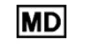 Logo with bold black capital letters MD