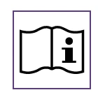Black icon of an open booklet with a lowercase letter i on the right-hand page