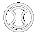 Diagrama técnico circular en blanco y negro con líneas simétricas y formas geométricas que recuerdan a un componente mecánico o un dispositivo médico