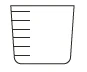 Dibujo esquemático en blanco y negro de un vaso graduado con seis líneas horizontales en el lado izquierdo para indicar los niveles de medición