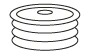 Dibujo lineal en blanco y negro de un disco de peso circular compuesto por cuatro capas superpuestas de grosor creciente