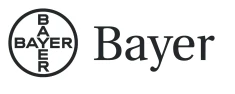 Logo firmy Bayer składające się z okręgu z napisem Bayer ułożonym pionowo i poziomo obok nazwy Bayer dużymi literami